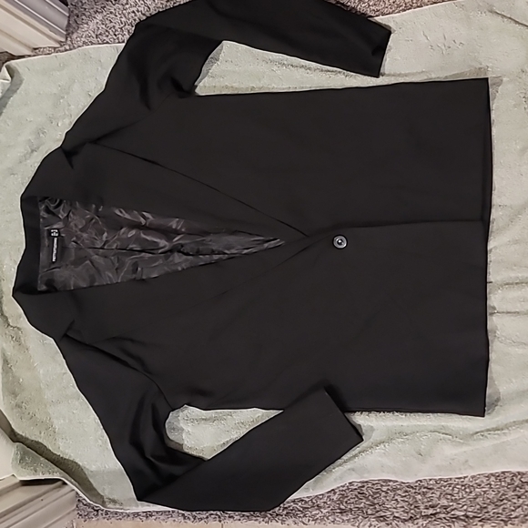 STUNNING PRETTY LITTLE THING 80s SINGLE BREAST single button black BLAZER - Picture 6 of 10